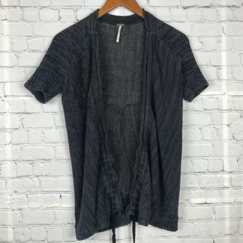 Free People Drawstring Open Front Cardigan Sweater